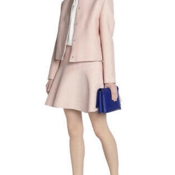 SANDRO Paris Baya Flared Textured Crepe Mini Skirt Rose Pale Pink SZ 3 (lg) NEW - Picture 2 of 7